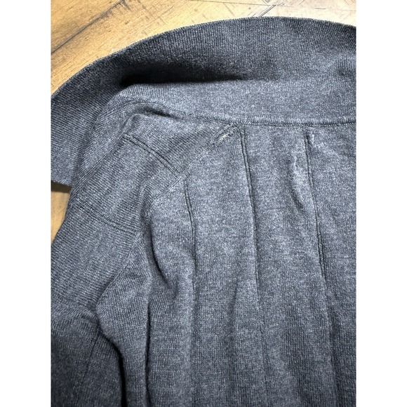 Abercrombie Gray Featherweight Sweater Knit Ribbed Short Sleeve V-neck Polo L - Picture 7 of 7